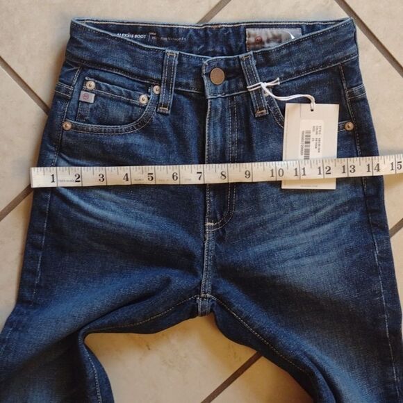 AG Contour 360 Alexxis Boot Cut Jean high rise raw hem dark blue new size 22 - Picture 5 of 14